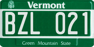 VT license plate BZL021