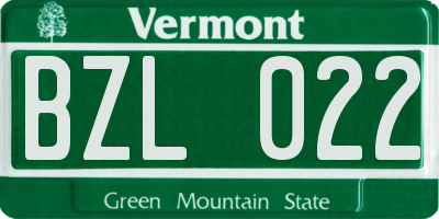 VT license plate BZL022