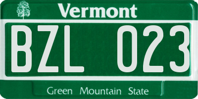 VT license plate BZL023