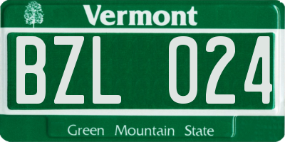 VT license plate BZL024