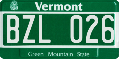 VT license plate BZL026