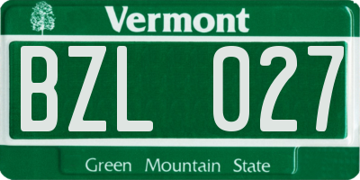 VT license plate BZL027