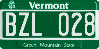 VT license plate BZL028