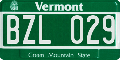 VT license plate BZL029