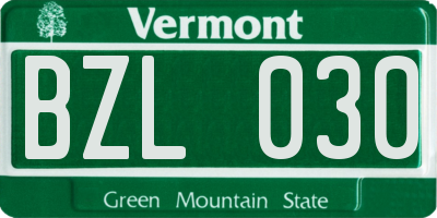 VT license plate BZL030