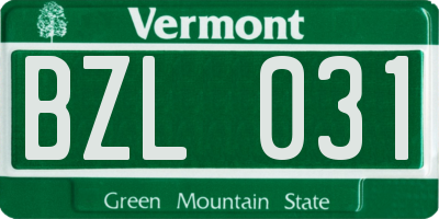 VT license plate BZL031