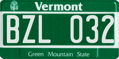 VT license plate BZL032