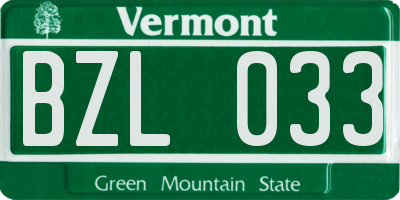 VT license plate BZL033