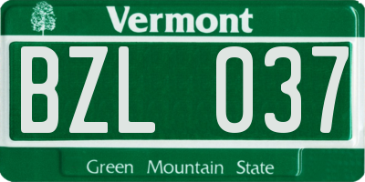 VT license plate BZL037