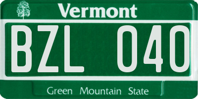 VT license plate BZL040