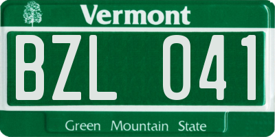 VT license plate BZL041