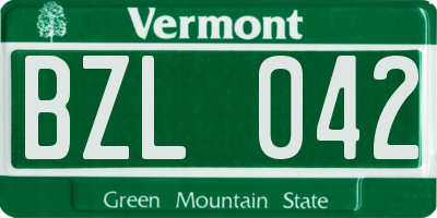 VT license plate BZL042