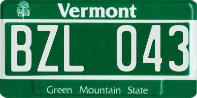 VT license plate BZL043