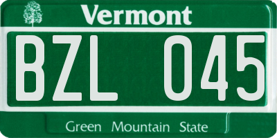 VT license plate BZL045