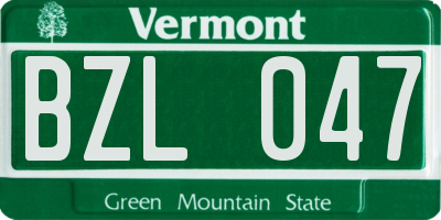 VT license plate BZL047