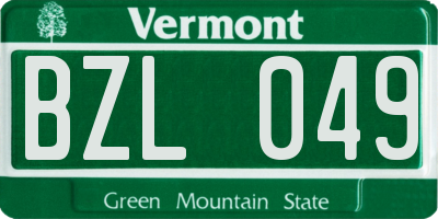 VT license plate BZL049