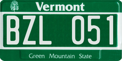VT license plate BZL051