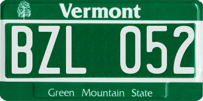 VT license plate BZL052