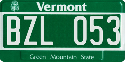 VT license plate BZL053
