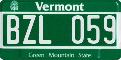 VT license plate BZL059