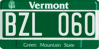 VT license plate BZL060