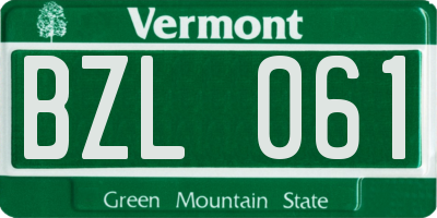 VT license plate BZL061