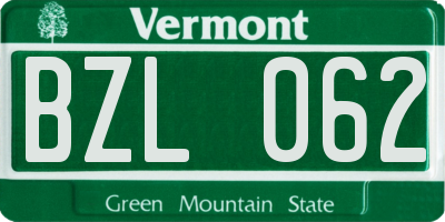 VT license plate BZL062