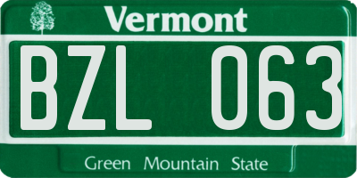 VT license plate BZL063