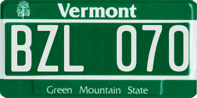 VT license plate BZL070