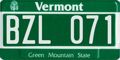 VT license plate BZL071