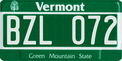 VT license plate BZL072
