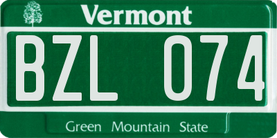 VT license plate BZL074