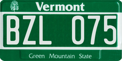 VT license plate BZL075