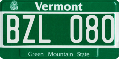 VT license plate BZL080