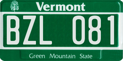 VT license plate BZL081