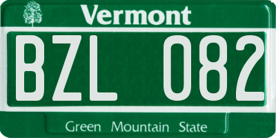 VT license plate BZL082