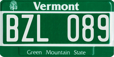 VT license plate BZL089