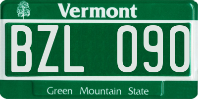VT license plate BZL090
