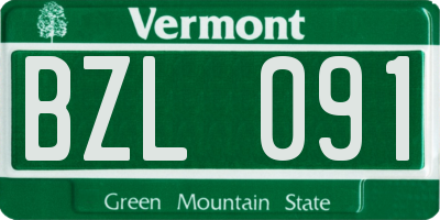 VT license plate BZL091