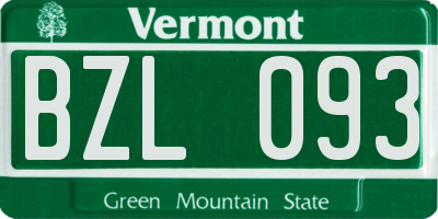 VT license plate BZL093
