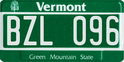 VT license plate BZL096