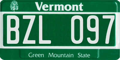 VT license plate BZL097