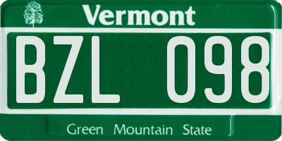 VT license plate BZL098