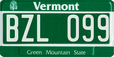 VT license plate BZL099