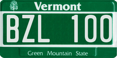VT license plate BZL100