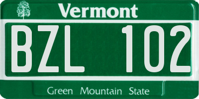 VT license plate BZL102