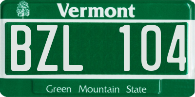 VT license plate BZL104