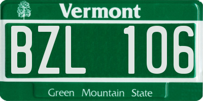 VT license plate BZL106