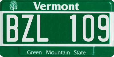 VT license plate BZL109