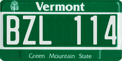 VT license plate BZL114